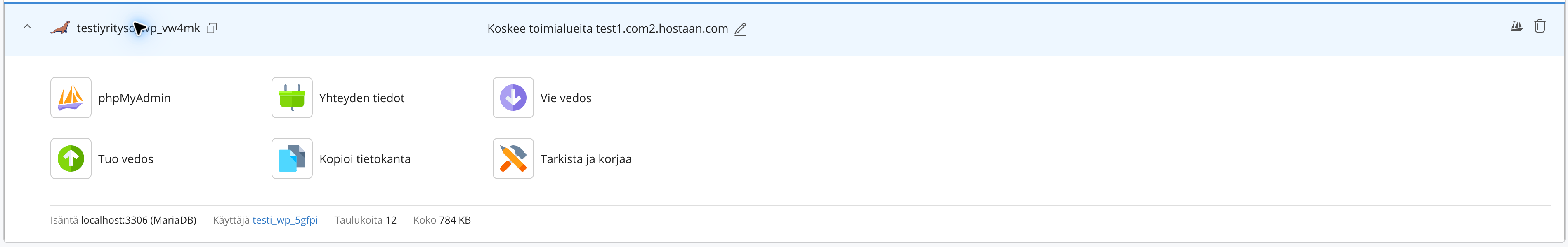Tietokannan hallinta: phpMyAdmin, vienti ja tuonti