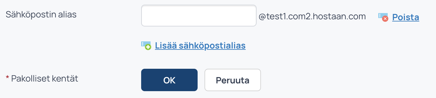 Sähköpostialias: osoitteen alkuosa ja lisääminen