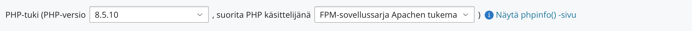 PHP-versio ja PHP-käsittelijä