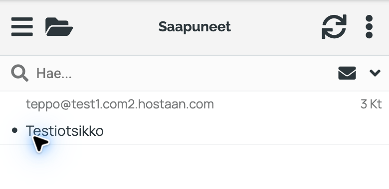 Mobiiliwebmail: avaa viesti otsikosta